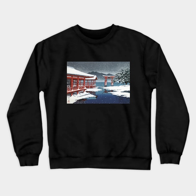 The Miyajima Shrine in Snow by Kawase Hasui Crewneck Sweatshirt by Takeda_Art